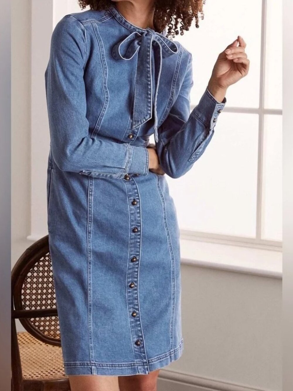Denim Boden dress with necktie